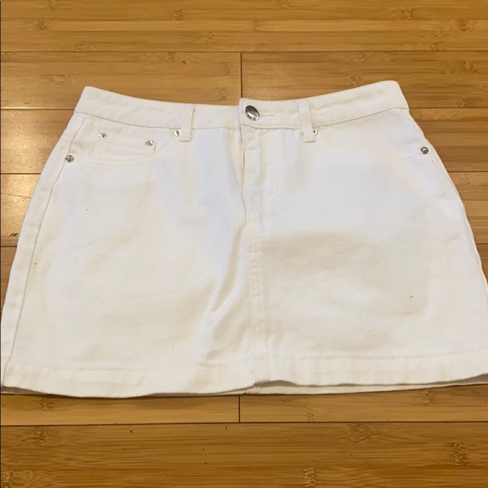 White jean mini skirt